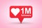 Social Media Network Love and Like Heart Icon with One Million F