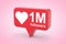 Social Media Network Love and Like Heart Icon with One Million F