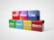 Social media and networking concept: group of colored cubes with with social media words. 3D illustration