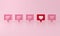 Social media notification like heart icon in red on pink background. Concept of Leadership, think different