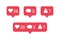 Social media notifications icons. Like, comment, follow icon. Vector illustration