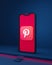 Social Media Pinterest Icons with Smartphone 3D Rendered
