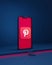 Social Media Pinterest Icons with Smartphone 3D Rendered