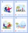 Social Media Post Flat Vector Illustrations Set