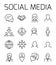 Social media related vector icon set.