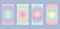 Social media stories template background - rainbow pastel soft gradient aura, orb, circle - set of 3, editable vector