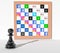 Social media strategy  facebook instagram twitter linkedin tik tok chess pawn on chessboard  - 3d rendering