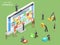 Social media strategy flat isometric vector.