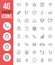 Social media vector thin line icons and contact symbols