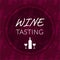 Social media winetasting banner. Invitation flyer with transparent circle on the seamless wine glasses and bottle background