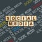 Social media. Word on wooden blocks, on dark background. Square orientation. Social media concept. Business