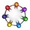 Social network characters circle teamwork diverse friends