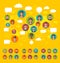 Social network concept on world map with people icons avatars, f