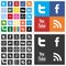 Social network flat multi colored icons