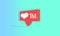 Social network icon in red, one million like / follower, with a heart and the number one million in white, on an blue gradient bac