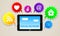 Social network icon sign Internet tablet button