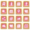 Social network icons set pink square vector
