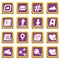 Social network icons set purple square vector