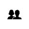 Social network notification icon. Friends girl and boy silhouette Notifications on screen. Online icon.