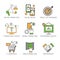 Social network outline icons set of communication