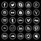 Social network rounded white buttons