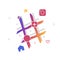Social network symbols hand-drawn. Big hashtag and around likes.