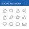 Social network vector outline icon set