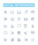 Social networking vector line icons set. Social, networking, networking, sites, media, profiles, interaction