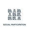 Social Participation icon. Line simple Crowdfunding icon for templates, web design and infographics