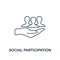 Social Participation outline icon. Thin line element from crowdfunding icons collection. UI and UX. Pixel perfect social