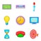 Social pc clouding icon set, cartoon style