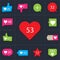 Social pictogram Counter Notification Icons collection