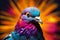 Social Pigeon bird colorful. Generate Ai
