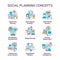 Social planning concept icons set
