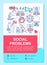 Social problems, issues poster template layout. Violence, abuse and antisocial behavior. Banner, booklet, leaflet print