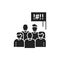 Social protest glyph black icon. Manifestations of civil unrest. Group of people strike. Pictogram for web page, mobile app, promo