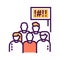 Social protest line color icon. Manifestations of civil unrest. Group of people strike. Pictogram for web page, mobile app, promo
