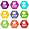 Social protest stop icons set 9 vector