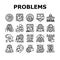 Social Public Problems Worldwide Icons Set Vector