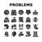 Social Public Problems Worldwide Icons Set Vector