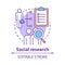 Social research concept icon. Sociology idea thin line illustration. Sociological quantitative analysis. Social poll