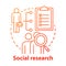 Social research concept icon. Sociology idea thin line illustration. Sociological quantitative analysis. Social poll