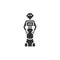 Social robot black glyph icon. Communication with people in public places. Innovation in technology. Sign for web page, app. UI UX