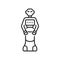 Social robot black line icon. Communication with people in public places. Innovation in technology. Sign for web page, app. UI UX