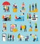 Social Security Orthogonal Icons Set