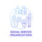 Social service organizations blue gradient concept icon