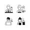 Social status type black linear icons set