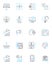 Social strategy linear icons set. Engagement, Content, Platforms, Analytics, Optimization, Community, Influencers line
