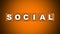 Social Text Title - Square Wooden Concept - Orange Background - 3D Illustration