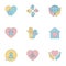 Social voluntary, charity, donation set icons